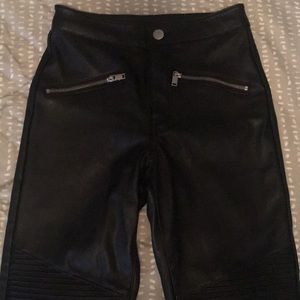 Leather pants with a fleece lining